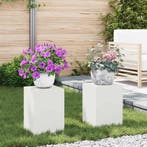 vidaXL Plantenstandaard 2 pcs Wit 24 x 24 x 35 cm Staal, Verzenden, Nieuw