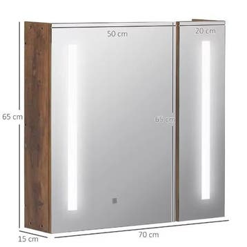 LED Spiegelkast Badkamer – 2 Deuren, Touch Schakelaar, 70x15, Verzenden, Nieuw