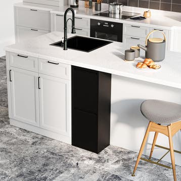 Afvalscheidingskast Sollentuna met 2 vakken zwart 93x33x25 c, Verzenden, Nieuw