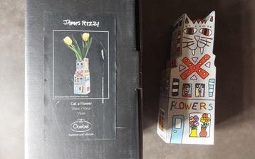 Goebel - James Rizzi - Eenbloemige vaas - Porselein - Kat
