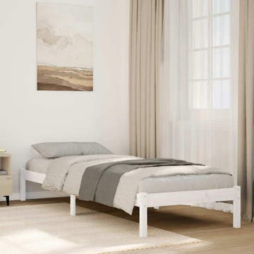 vidaXL Bedframe extra lang zonder matras grenenhout wit, Eenpersoons, Verzenden, Wit, Nieuw