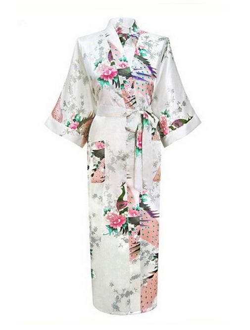 KIMU® Kimono Wit Maxi S-M Yukata Satijn Lang Lange Witte Och, Kleding | Dames, Carnavalskleding en Feestkleding, Nieuw, Maat 36 (S)