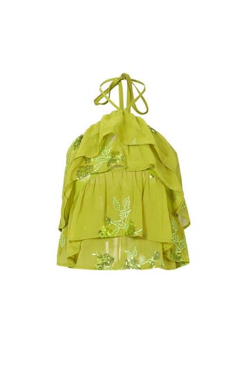 Bloemen Mouwloze Top | Lente & Zomer | Abrikoos, Lichtgroen, Kleding | Dames, Verzenden, Nieuw