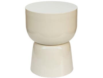 Livingfurn Bijzettafel Kian - Rond - Acaciahout - Off White, Verzenden, Nieuw