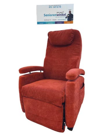 Fitform Wellness Sta- Op en relax stoel in een rode stof, Verzenden, Minder dan 75 cm, Stof, Zo goed als nieuw