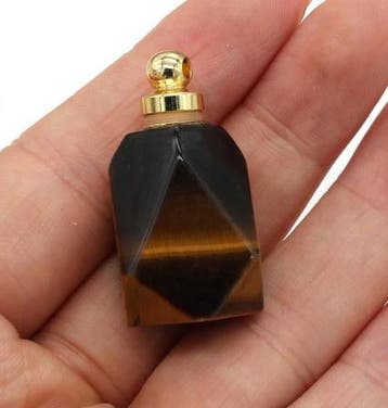 Gedenk hanger mini urn edelsteen Tijger oog goud kleur, Ophalen of Verzenden, Nieuw, Kraal