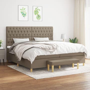 vidaXL Boxspring met matras stof taupe 200x200 cm, Verzenden, Overige maten, 200 cm, Stof