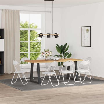 vidaXL Inklapbare stoel 8 st Nep Leer Wit 48 x 43,5 x 81 cm, Huis en Inrichting, Stoelen, Verzenden, Nieuw, Wit