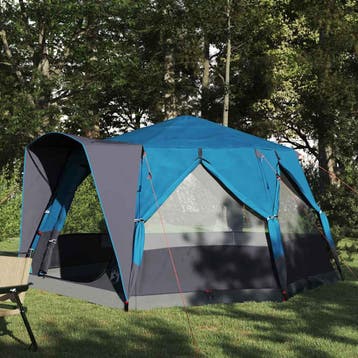 vidaXL Cabine Tent 5-Persoon met dak Blauw en Grijs 333 x, Verzenden, Nieuw, Tot en met 2