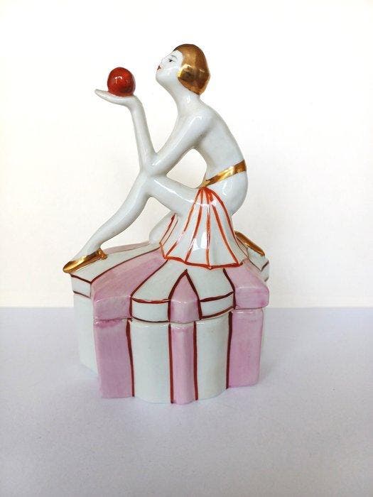 Beeldje - trinket box, lady dancer - Porselein, Antiek en Kunst, Kunst | Designobjecten