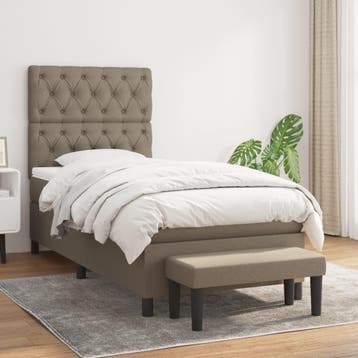 vidaXL Boxspring met matras stof taupe 80x200 cm, Eenpersoons, Verzenden, Nieuw, 80 cm