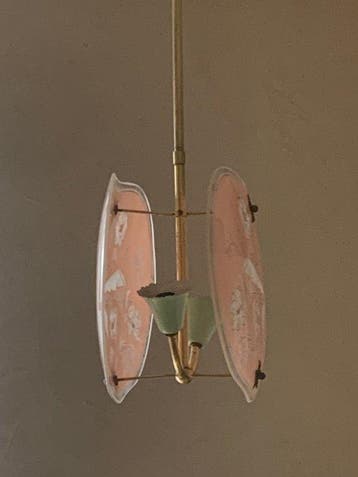 Lamp - Glas, Messing - Met reserveonderdelen