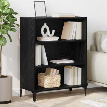 vidaXL Dressoir Zwart Eiken 69,5 x 32,5 x 90 cm Bewerkt hout, Verzenden, Nieuw, Overige houtsoorten, Minder dan 50 cm