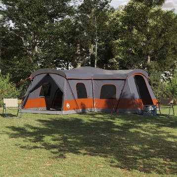 vidaXL Tent voor 16 personen 16-persoons Grijs en Oranje, Caravans en Kamperen, Verzenden, Nieuw, Tot en met 2