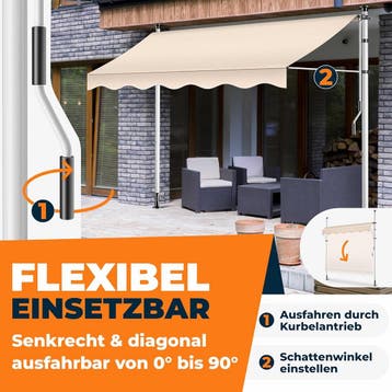 Klemluifel - Balkon luifel - Verticale luifel - 150 cm - Bei, Verzenden, Zo goed als nieuw
