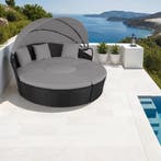 Wicker zonne-eiland Santorini - zwart, Tuin en Terras, Tuinsets en Loungesets, Verzenden, Nieuw