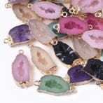 5 x Druzy resin connector bedels – 29~30x13 mm – gemengd, Hobby en Vrije tijd, Kralen en Sieraden maken, Ophalen of Verzenden