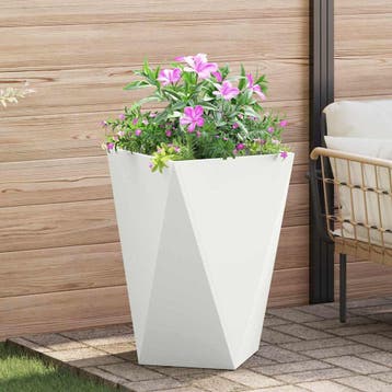 vidaXL Plantenbak Wit 50 x 50 x 75 cm Staal, Verzenden, Minder dan 60 cm, Nieuw, Metaal
