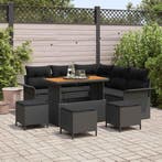 vidaXL Tuinbankenset met kussen 9 pcs Zwart poly rattan, Verzenden, Nieuw, Rotan
