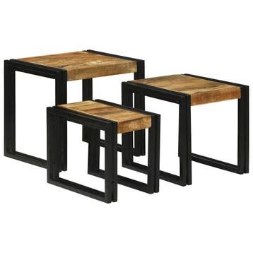 vidaXL Nesttafel 3 st Bruin en zwart 50 x 40 x 45 cm, Huis en Inrichting, Tafels | Bijzettafels, Verzenden, Nieuw, Minder dan 45 cm