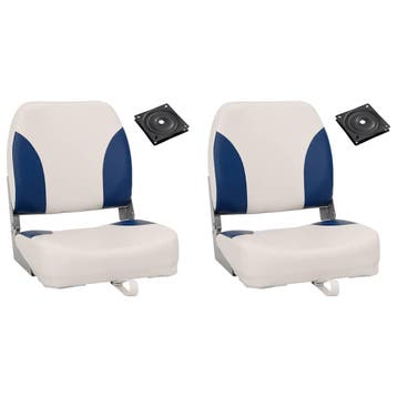 vidaXL Bootstoel 2 set met blauw-witte kussens inklapbaar, Verzenden, Nieuw