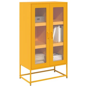 vidaXL buffetkast 68x39x123 cm staal mosterdgeel, Huis en Inrichting, Kasten | Buffetkasten, Verzenden, Nieuw, Metaal