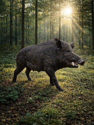 Beeld, XXL Wild Boar 150cm - 92 cm - Hars