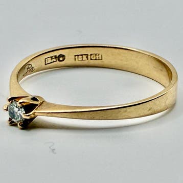 Zonder minimumprijs - Ring - 18 karaat Geel goud - 0.08ct., Sieraden, Tassen en Uiterlijk, Ringen, Nieuw