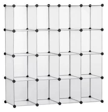 Opvouwbare Modulaire Kast met 16 Kubussen – Transparant, Verzenden, Nieuw