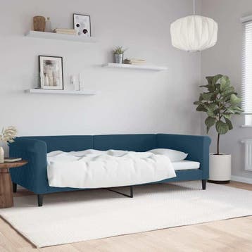 Slaapbank 2-in-1 Blauw | B-keuze | 35% Voordeel, 100 cm, Eenpersoons, Blauw, Ophalen of Verzenden