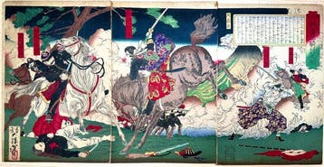 Duel of Two Heroes at Kagoshima – Ukiyo-e woodblock print
