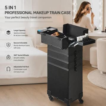 Professionele Make-up Koffer met Aluminium Frame - 5-in-1 Or, Verzenden, Nieuw