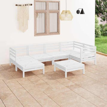 vidaXL 7-delige Loungeset massief grenenhout wit, Verzenden, Nieuw, Loungeset