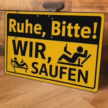 Humoristisch Duits Bier Aluminium Muurdecoratie - 'Ruhe, Bit, Verzenden, Nieuw