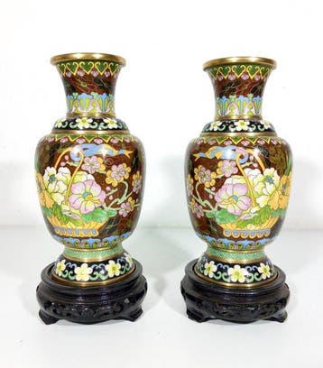 Vaas - Klassieke cloisonné vazen - Messing, cloisonné