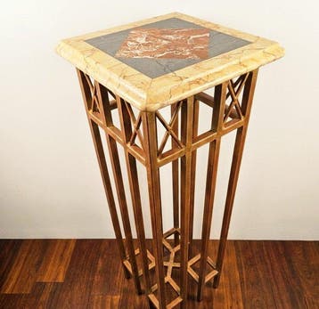 Kolomtafel - Goudkleurig metaal en marmer - Peana van marmer, Nieuw