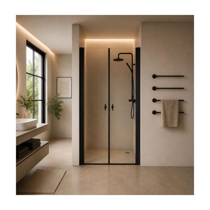 Dubbele Douchedeuren Mat Zwart 110X195 Helder Glas, Doe-het-zelf en Verbouw, Sanitair, Nieuw, Ophalen of Verzenden