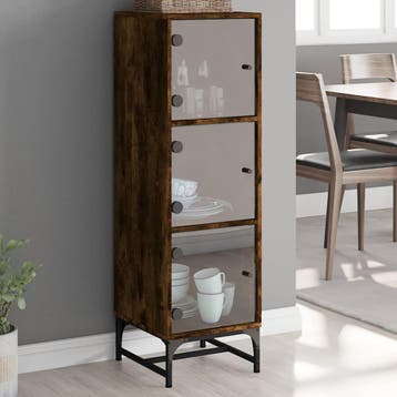 vidaXL buffetkast met glazen deuren 35x37x120 cm gerookt, Minder dan 50 cm, Verzenden, 100 tot 150 cm, Nieuw