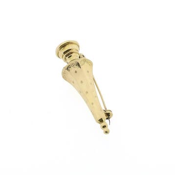 Vintage gouden broche van een breinaalddop, Ophalen of Verzenden, Gebruikt, Overige kleuren, Goud