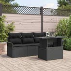 vidaXL Tuin Sofa Set met kussen 5 pcs Zwart poly rattan, Verzenden, Nieuw, Rotan