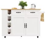 Keukeneiland met Stopcontact, Klapblad &amp; Opbergruimte Wit, Huis en Inrichting, Keuken | Keukenelementen, Verzenden, Nieuw