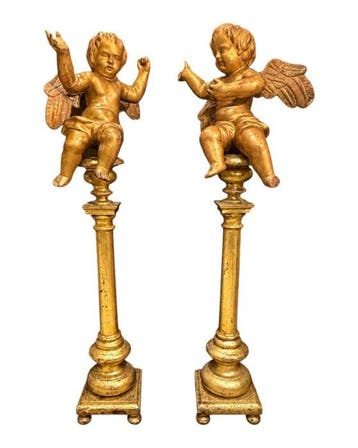 sculptuur, Antichi cherubini, circa 1800 - 115 cm - Verguld