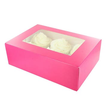 Culpitt Cupcake Doosje 6/12 Roze (tray-venster) 20st., Verzenden, Nieuw