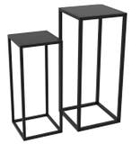 Set van 2 plantenstandaards – zwart staal en houtdesign, Verzenden, Nieuw