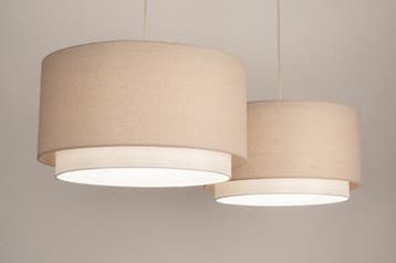 Rietveld Hanglampen - Beige, Zand - Stof, Metaal, Verzenden, Nieuw