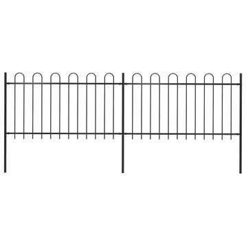 vidaXL Tuinhek met ringtop staal 337x100 cm zwart, Verzenden, Nieuw, IJzer