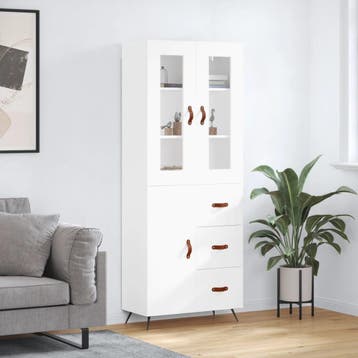 vidaXL buffetkast 69,5x34x180 cm bewerkt hout wit, Minder dan 50 cm, Verzenden, Nieuw, Minder dan 100 cm