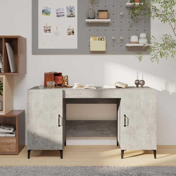 vidaXL Bureau 140x50x75 cm bewerkt hout betongrijs, Verzenden, Nieuw