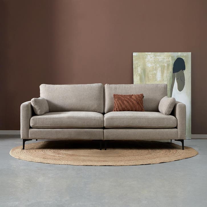 *WOONWINKEL* 3-zitsbank Beige Stof, Huis en Inrichting, Banken | Bankstellen, Nieuw, Verzenden