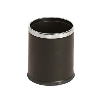 Ronde dubbelwandige papierbak lederlook - Zwart/chroom, Verzenden, Nieuw